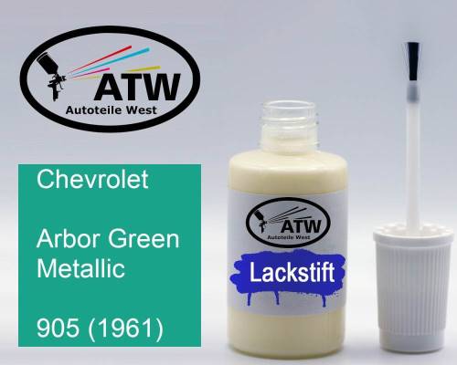 Chevrolet, Arbor Green Metallic, 905 (1961): 20ml Lackstift, von ATW Autoteile West.